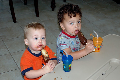 Noah & Max Eating Monkey Bars